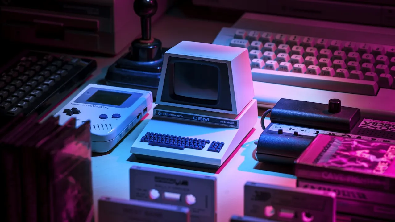 A warm-lit desk setup — the moment a free trial meter runs out on a random video chat